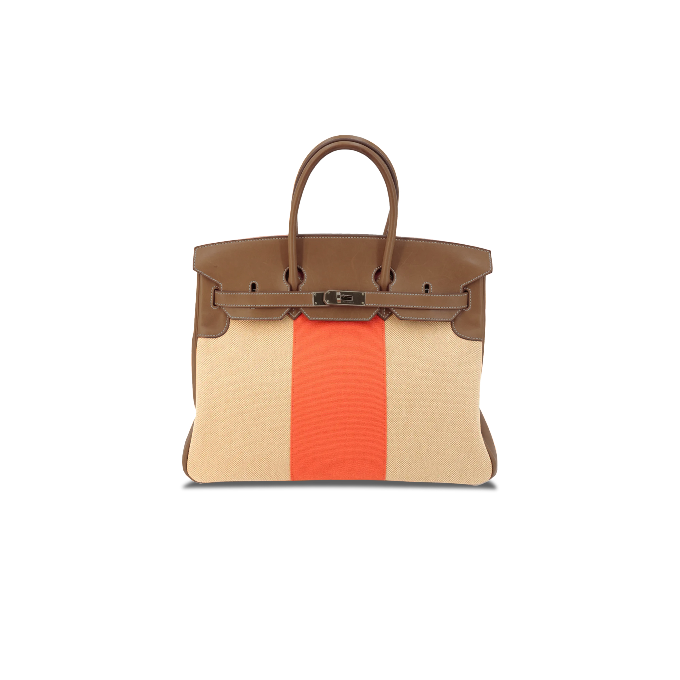 h**mes master birkin 30 swift leather canvas with orange and G01den brown gold buckle h082686ck21 (30*23*15cm)